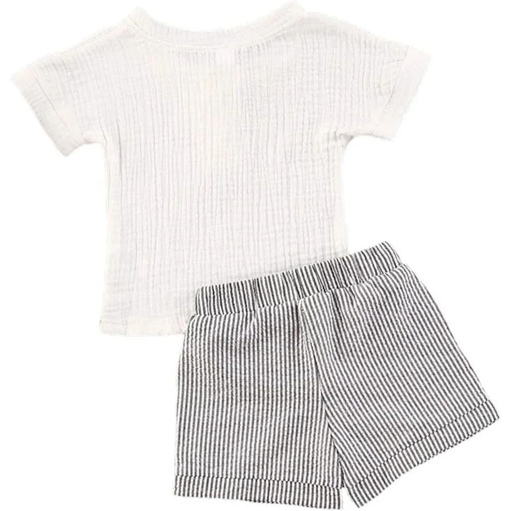 fhutpw Baby Boys 2PCS Summer Outfits Short Sleeve T-shirt Tops Elastic 12-18M